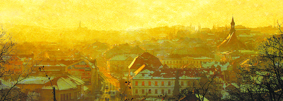 Panorama Bochni na płótnie - wydruk 100 x 36 cm [zimowa]